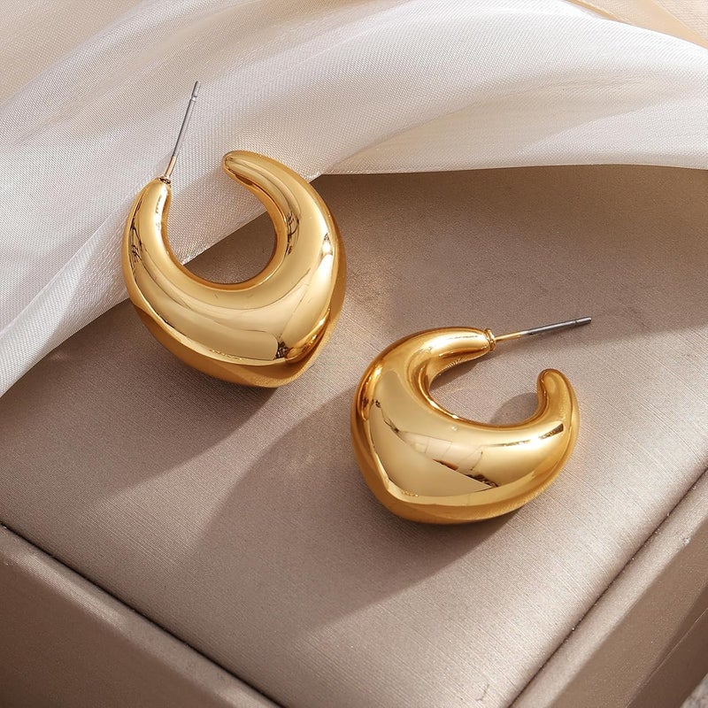 IFKM 24 Pairs Gold Hoop Earrings Set for Women Hypoallergenic Chunky Chain Twisted Open Hoops Dangle Earring Packs for Birthday Party Christmas Fashion Jewelry Gift - Image 5